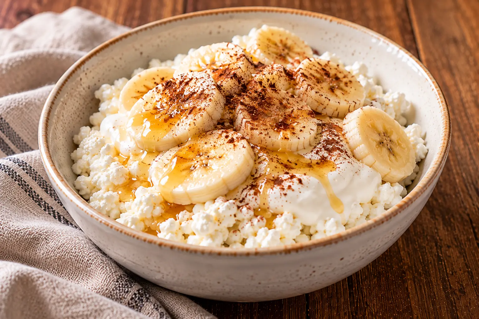 Творог с бананом и йогуртом