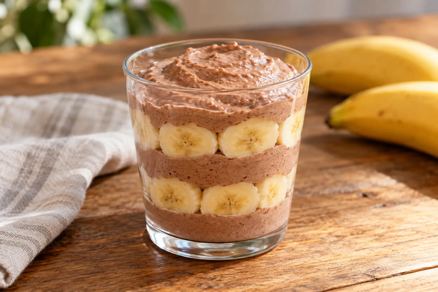 Творожный десерт с бананом и какао