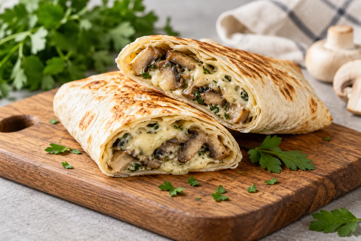 Лаваш с грибами и сыром
