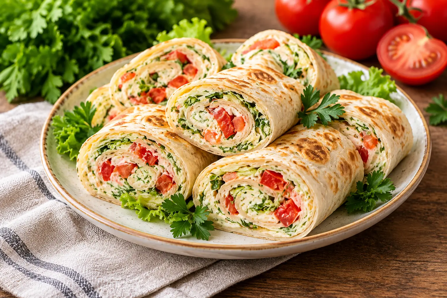 Рулетики из лаваша с овощами