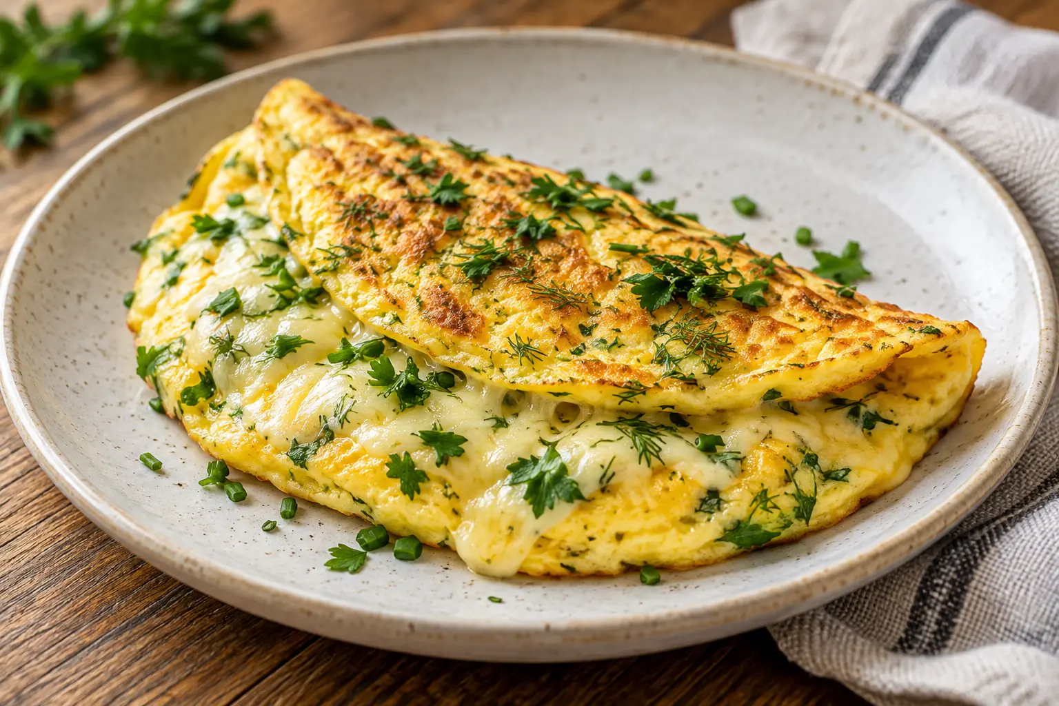 Омлет с сыром и зеленью