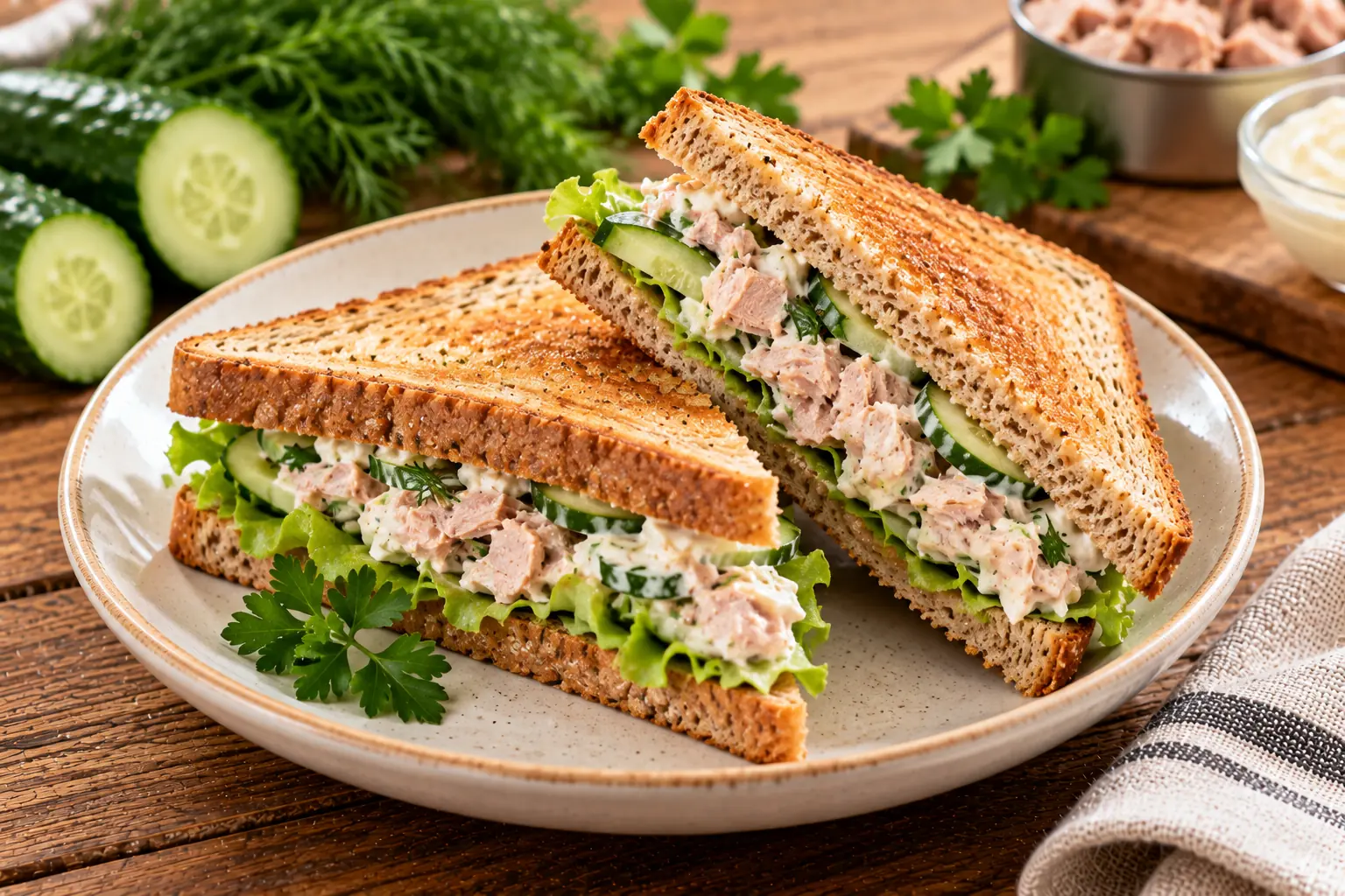 Сэндвичи с тунцом и огурцом